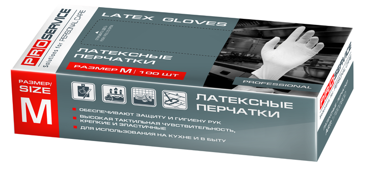 Рукавиці латексні PRO service Professional M білі 100 шт/уп (17200820) - изображение 2