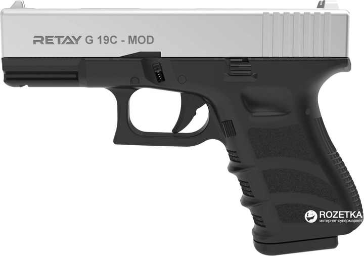 Стартовый пистолет Retay G 19C 9 мм Chrome/Black (11950334) - изображение 1