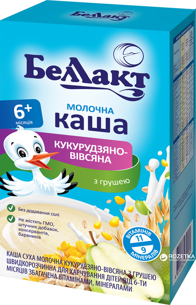 Каша сухая молочная Беллакт кукурузно-овсяная с грушей с 6 месяцев 200 ...