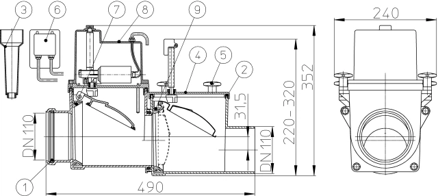 Механічний магістральний каналізаційний затвор Hutterer & Lechner DN110 HL710.2EPC - зображення 2