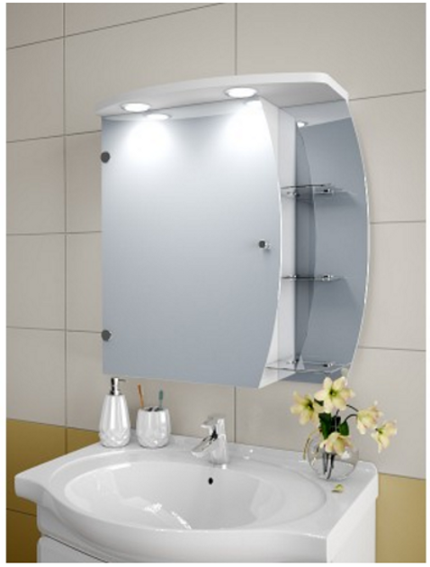 Зеркальный шкаф трюмо в ванную комнату навесной с подсветкой