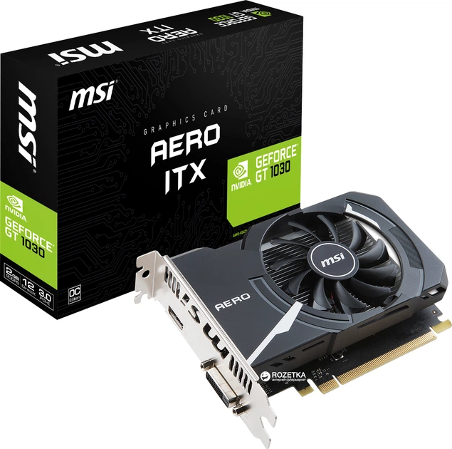 Видеокарта MSI PCI-Ex GeForce GT 1030 Aero ITX OC 2GB GDDR5 (64bit