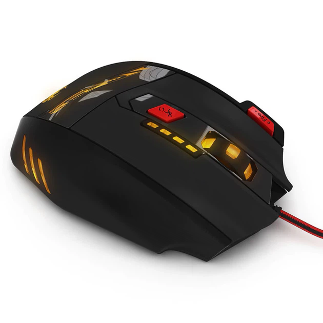 Игровая мышь Zelotes T-90 Черный с красным max разрешение 9200 DPI с LED подсветкой 8 кнопок проводная для игр - изображение 12