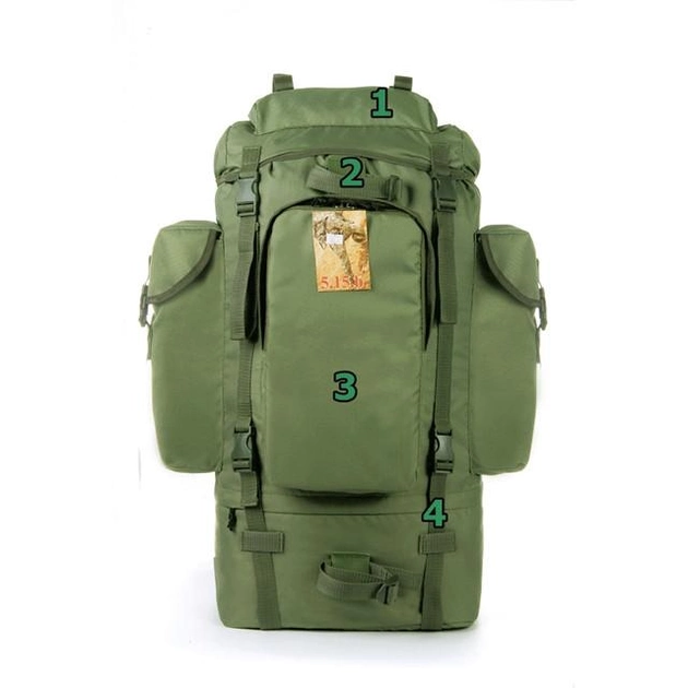 Туристический армейский супер-крепкий рюкзак 75 литров Олива. Кордура 900 ден. 5.15.b - изображение 2