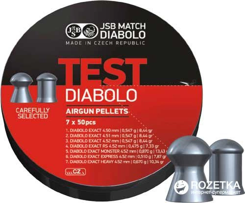 Свинцеві кулі JSB Diabolo Test Exact 0.51 - 0.87 г 350 шт. (14530510) - зображення 1