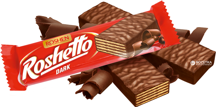 Упаковка вафельных батончиков Roshen Roshetto Dark chocolate 25 шт x 34 г (4823077633492) - изображение 2