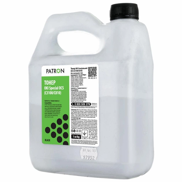 Тонер OKI C3100/C810 1кг BLACK OCS Patron (PN-OC3100-B-1) - Фото 1 Тонер OKI C3100/C810 1кг BLACK OCS Patron (PN-OC3100-B-1) - изображение 1