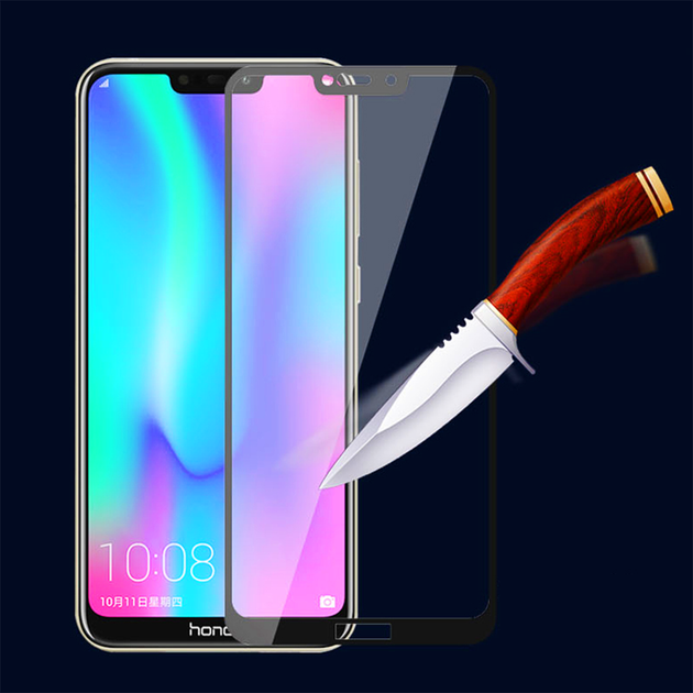 Защитное стекло для HUAWEI Honor 8C Full Glue (0.3 мм, 2.5D, чёрное) - изображение 3