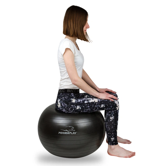 М'яч для фітнесу (фітбол) PowerPlay 4001 Ø65 cm Gymball Чорний + помпа - изображение 5