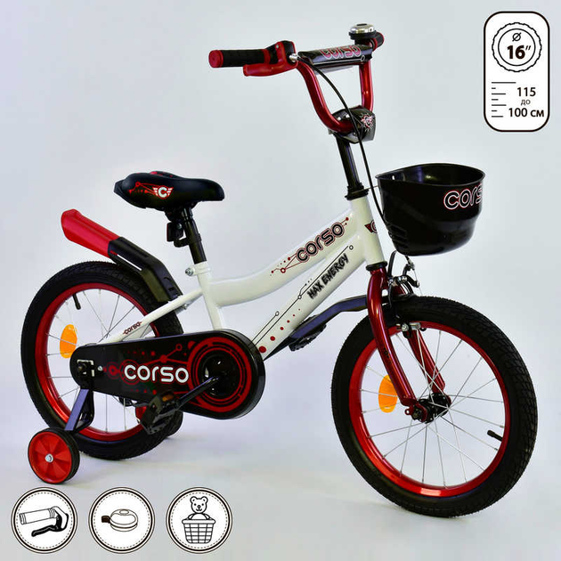 Велосипед 16" дюймов 2-х колёсный R - 16070 "CORSO" белый с красным ...