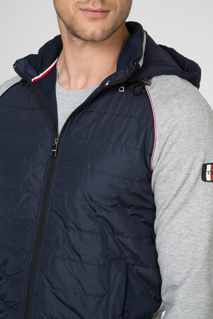 mixed media hooded zip through