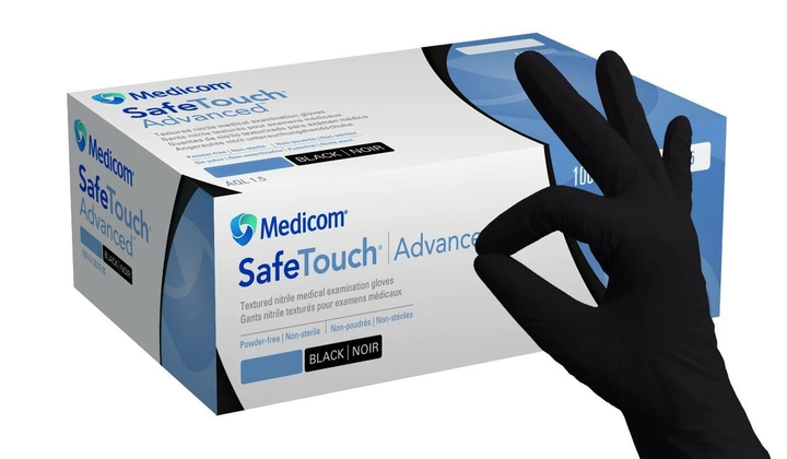 Рукавички нітрилові Medicom Safe Touch Advanced 5.0 Black S - зображення 1