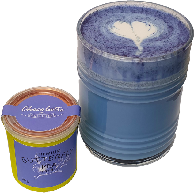 Голуба матчу, Анчан, Кліторія трійчаста (Butterfly pea) пудра квітки, баночка 30г ChocoLatte - зображення 3