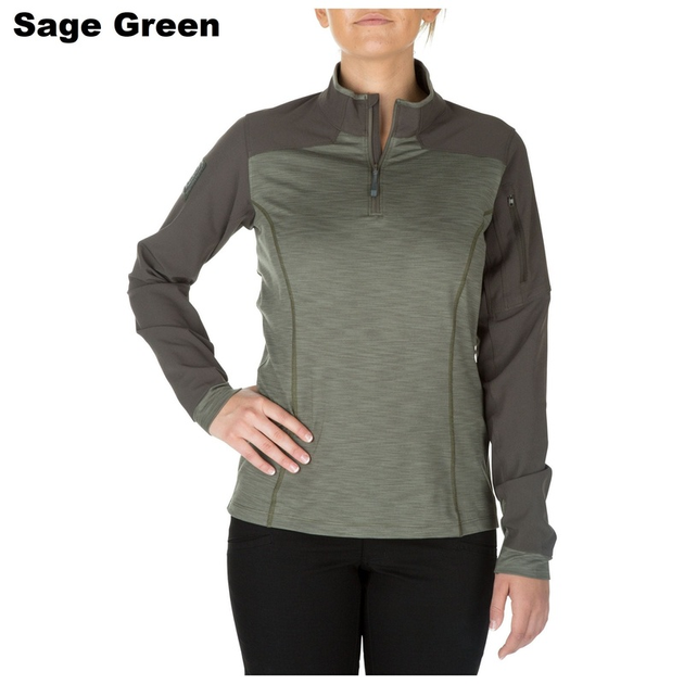 Жіночі бойова тактична сорочка 5.11 Tactical women's RAPID HALF ZIP 62381 Medium, Sage Green - зображення 1