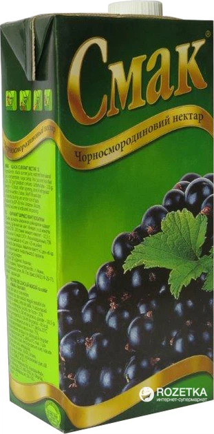 Упаковка нектару Смак Чорносмородиновий 1 л х 12 шт. (4820001471106) - Фото 1 Упаковка нектару Смак Чорносмородиновий 1 л х 12 шт. (4820001471106) - зображення 1