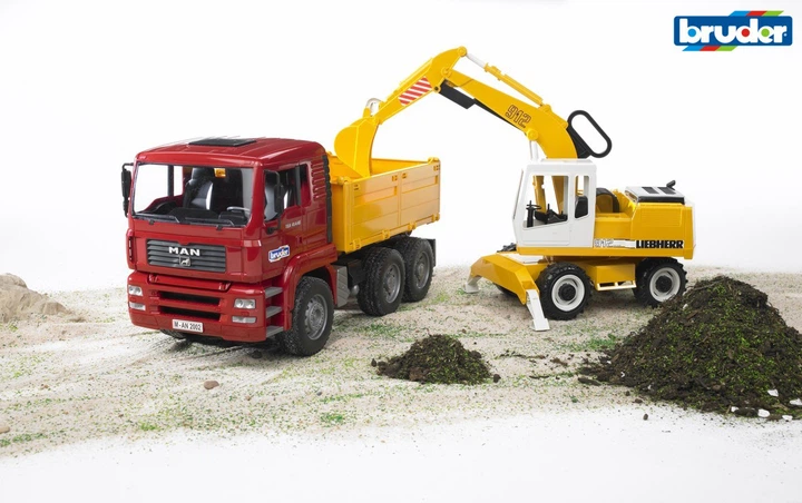 Zestaw budowlany Bruder MAN wywrotka i koparka Liebherr 1:16 (02751) - obraz 3