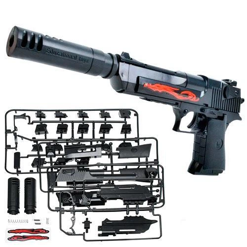 Конструктор пистолет детский на пульках Desert Eagle с глушителем DIY - Фото 1 Конструктор пистолет детский на пульках Desert Eagle с глушителем DIY - изображение 1
