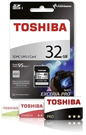 Карта памяти Toshiba SD-Card 32GB EXCERIA PRO N401 UHS-I U3 Silver (THN-N401S0320E4) - изображение 2