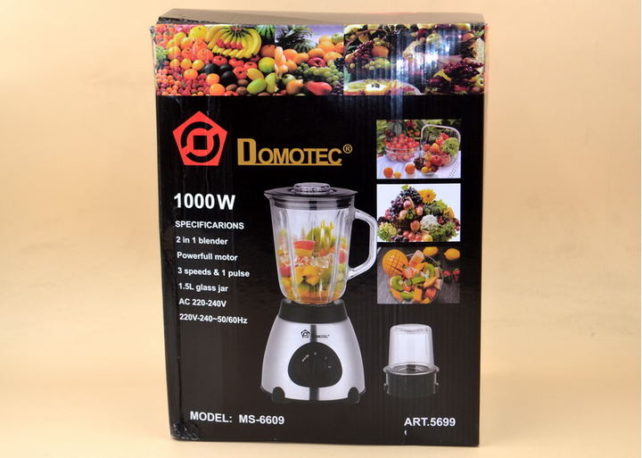 Блендер Domotec MS-6609 стационарный 1000 Вт 1.5 л Серебристая с черным - Фото 3 Блендер Domotec MS-6609 стационарный 1000 Вт 1.5 л Серебристая с черным - изображение 3