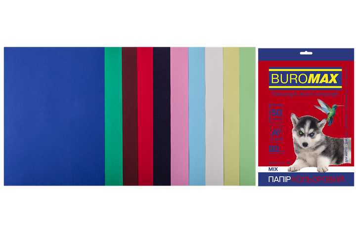 Набір кольорового паперу Buromax А4 80 г/м² DARK+PASTEL 10 кольорів 50 аркушів (BM.27211150-99) - Фото 1 Набір кольорового паперу Buromax А4 80 г/м² DARK+PASTEL 10 кольорів 50 аркушів (BM.27211150-99) - зображення 1