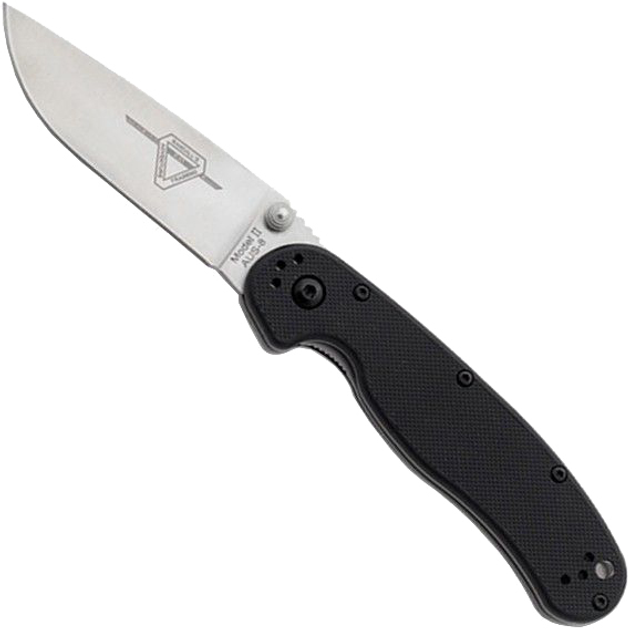 Карманный нож Ontario RAT II Folder - Satin гладкая РК Черная рукоять (8860) - изображение 1