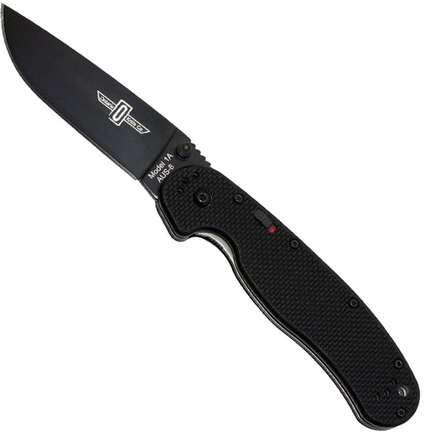 Карманный нож Ontario RAT I Folder Assist черный клинок гладкая РК Черная G-10 (8871) - изображение 1