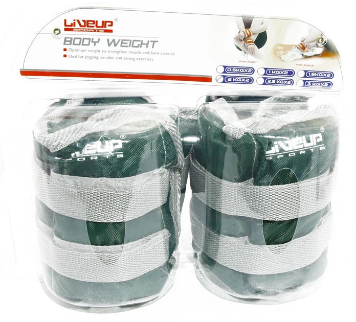 Обважнювачі LiveUp Wrist/Ankle Weights 2 шт по 2 кг Green Grey (LS3011-2) - зображення 2