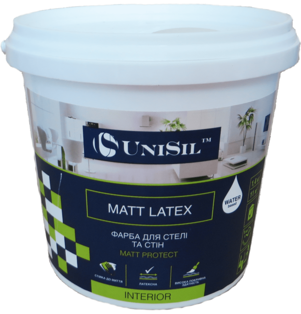 Матова латексна фарба для стін UNISIL MATT LATEX 1.4 кг - зображення 1