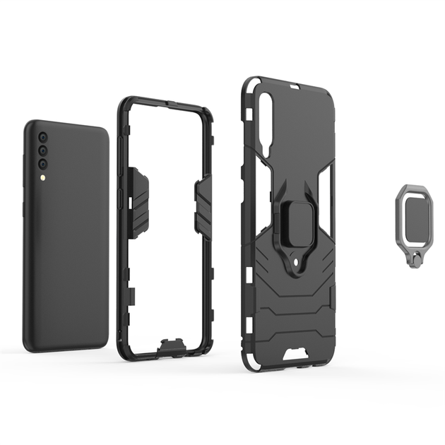 Чехол Ring case для Samsung Galaxy A30s (A307) бронированный бампер с кольцом черный - изображение 6