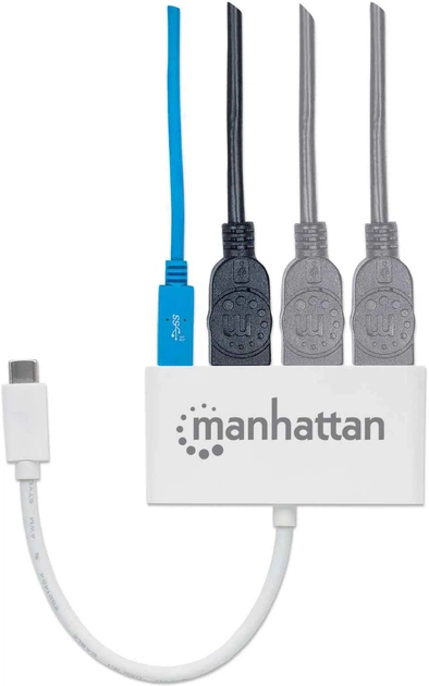 Hub USB Manhattan Type-C na 4 porty USB 3.0 + 3.1 PD (0766623163552) - obraz 4