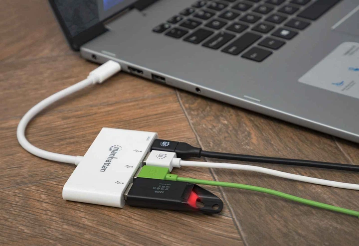 Hub USB Manhattan Type-C na 4 porty USB 3.0 + 3.1 PD (0766623163552) - obraz 5