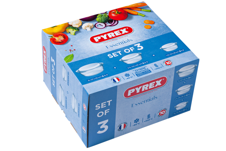 Каструлі скляні PYREX Essentials 1,1л; 1,6л; 2,2л (912S637) - Фото 1 Каструлі скляні PYREX Essentials 1,1л; 1,6л; 2,2л (912S637) - зображення 1