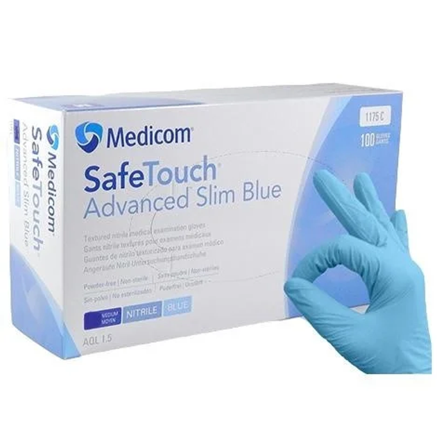 Рукавички нітрилові Medicom SafeTouch 100 шт XS блакитні - зображення 1