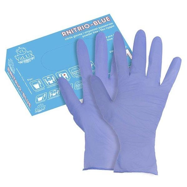 Нітрилові рукавички одноразові сині M NITRILUX-BLUE 100шт/уп - зображення 1