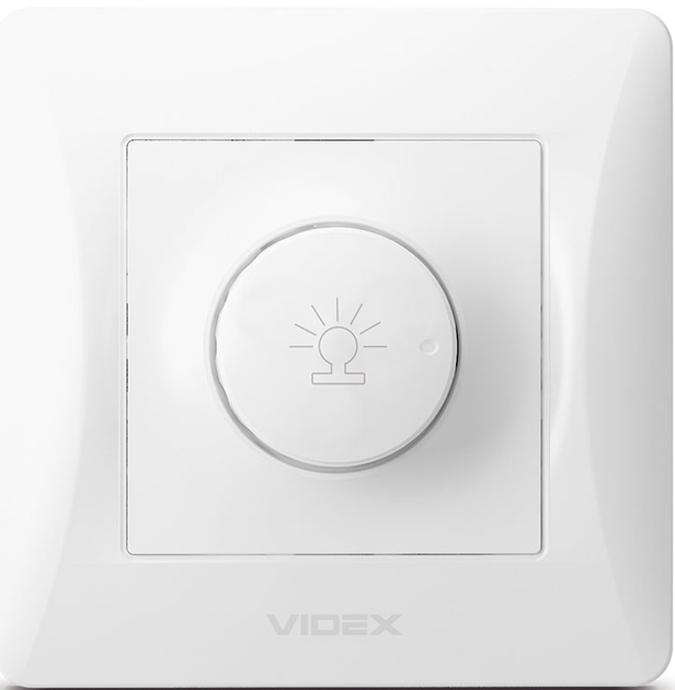 Світлорегулятор поворотний VIDEX Binera 600 Вт Білий (VF-BNDM600-W) - зображення 2