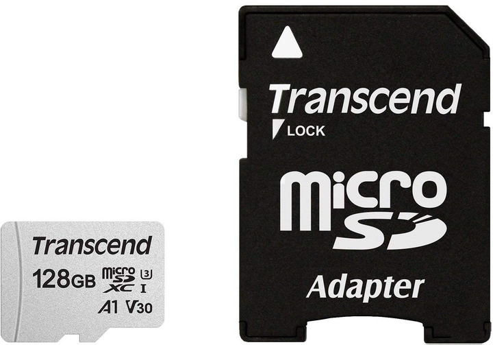 Карта памяти Transcend 300S microSDXC 128GB UHS-I U3 + SD-Adapter (TS128GUSD300S-A) - изображение 1