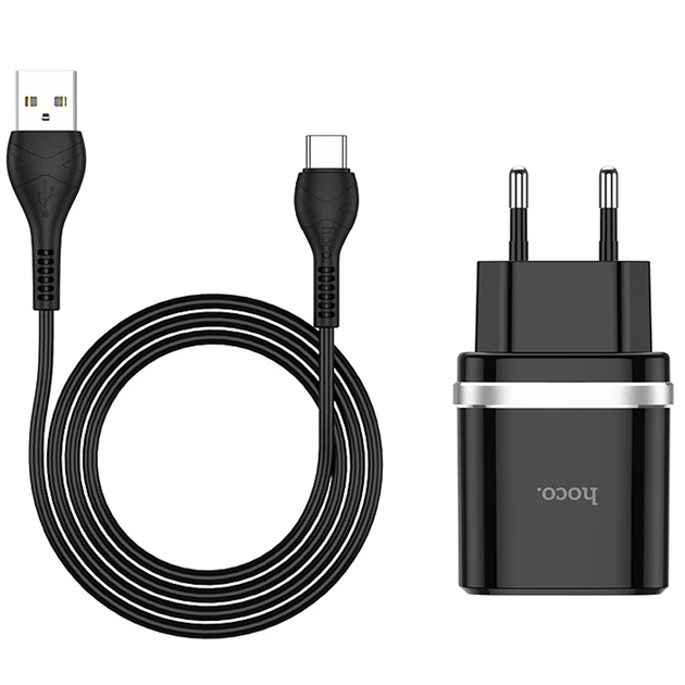СЗУ Hoco C12Q Smart QC3.0 3A (1USB-A) + кабель USB to Type-C Черный - Фото 2 СЗУ Hoco C12Q Smart QC3.0 3A (1USB-A) + кабель USB to Type-C Черный - изображение 2