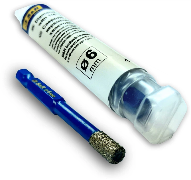 Сверло S&R для дрели алмазное по плитке HEX 1/4'' 6 мм (252500006) - изображение 3