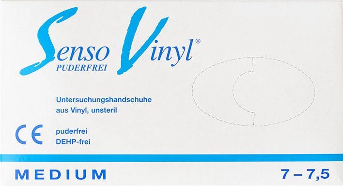 Перчатки защитные виниловые Vinyl Senso без пудры нестерильные A.Q.L 1.5 размер M 7-7.5 100 шт (9007396000264) - изображение 2
