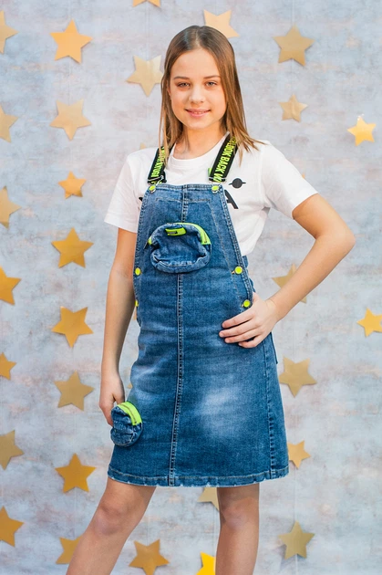 Сарафан A-yugi Jeans 158 см Синий (2125000705422) - изображение 3