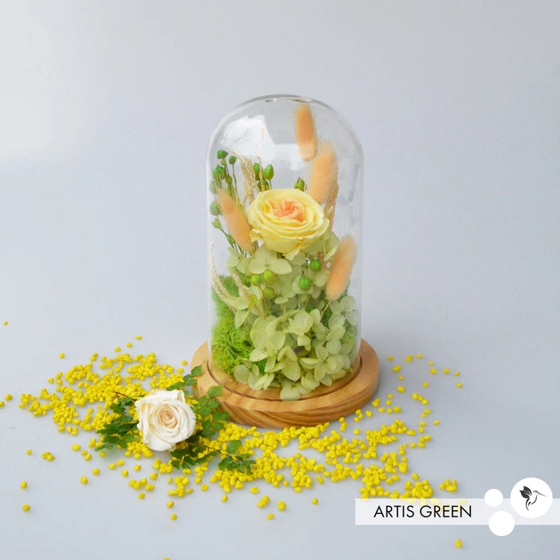 Довговічна жовта троянда в колбі Artis Green Lemon-Orange G121 - зображення 2