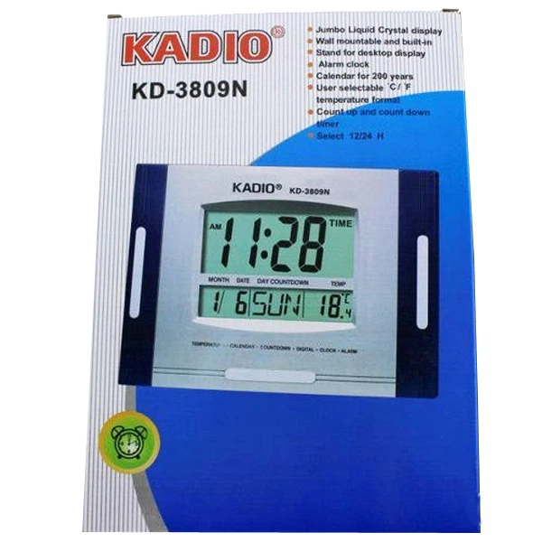 Настольные часы Kadio цифровые электронные с будильником ЖК-дисплей 27,5х19,2см Silver (KD-3809N) - изображение 2
