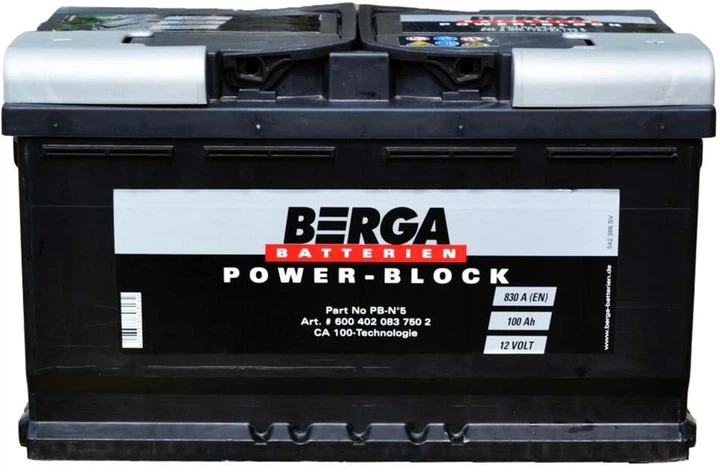 Автомобильный аккумулятор BERGA Power Block 100А Ев (-/+) (830EN ...
