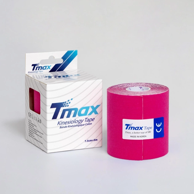 Кинезио тейп Tmax Cotton Tape 7,5смх5м рожевий TCP7.5 - зображення 1