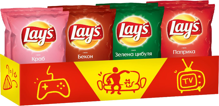 Упаковка-микс чипсов Lay's 4 вкуса 71 г х 8 шт (4823063117111) – купить ...