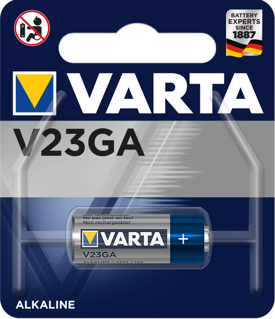 Батарейка Varta V 23 GA BLI 1 Alkaline (04223101401) (4008496261628) - Фото 1 Батарейка Varta V 23 GA BLI 1 Alkaline (04223101401) (4008496261628) - изображение 1
