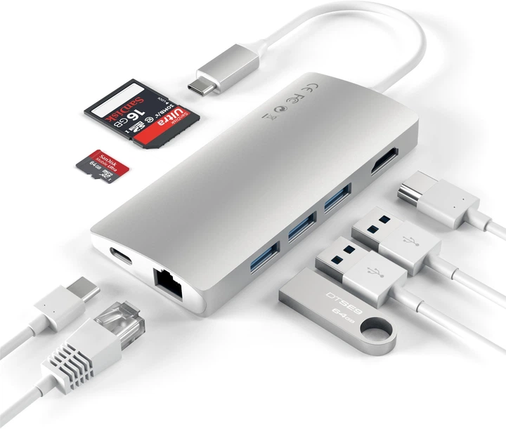 USB-hub Satechi Type-C Multi-Port Adapter 4K with Ethernet V2 Silver (ST-TCMA2S) - obraz 4