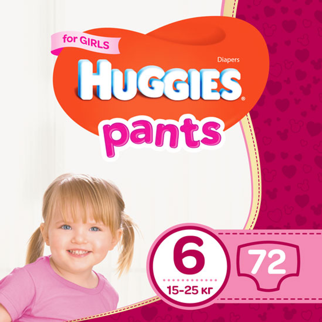 Трусики-подгузники Huggies Pants M-Pack для девочек 6 (15-25 кг) 72 шт ...