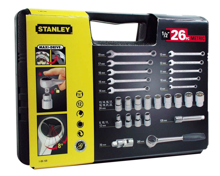 Набір інструментів 26 од. 1/2" STANLEY 1-89-105 - Фото 1 Набір інструментів 26 од. 1/2" STANLEY 1-89-105 - зображення 1