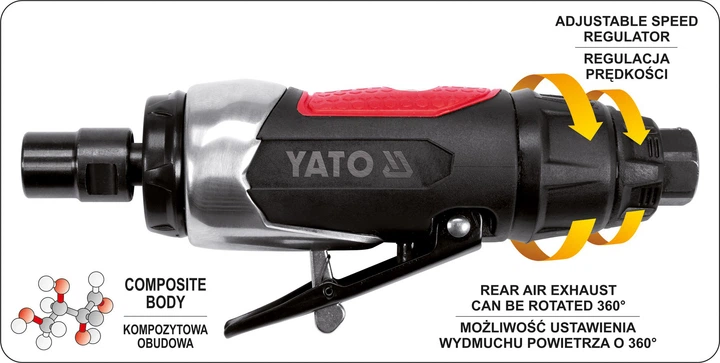 Пряма пневматична шліфмашина YATO YT-09632 - зображення 4